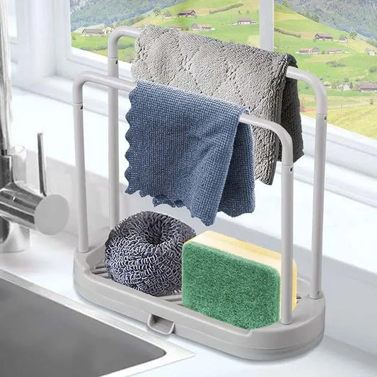 Kitchen Sink Drain Rack – Storage Stand for Sponges, Rags & Cleaning Tools
