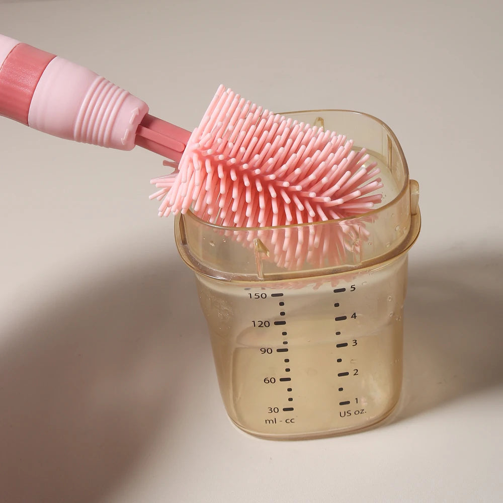 4-in-1 Baby Bottle Cleaning Brush Set – Portable Silicone Brush with Pacifier & Straw Cleaner