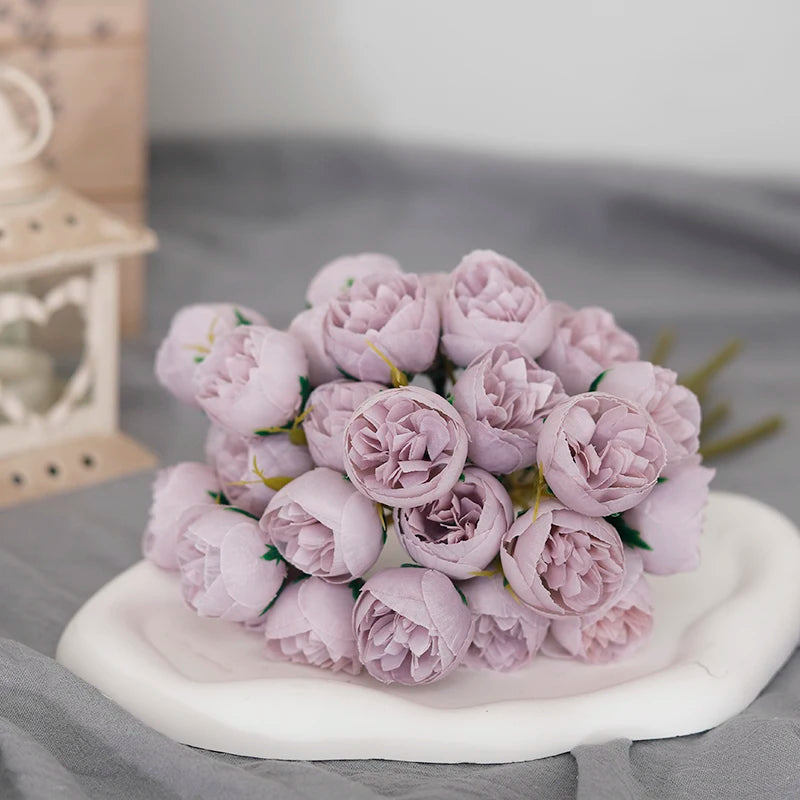 27-Head Artificial Rose & Peony Bouquet – Silk Flowers for Home & Wedding Decoration