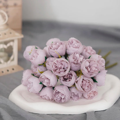 27-Head Artificial Rose & Peony Bouquet – Silk Flowers for Home & Wedding Decoration